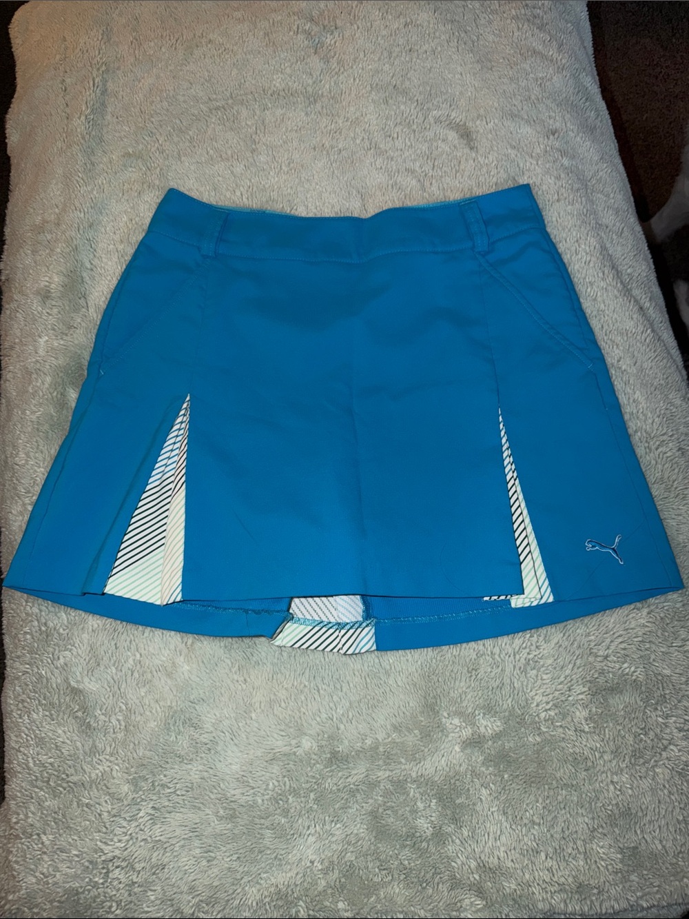 Puma Bright Blue Athletic Skort with Striped Insets
